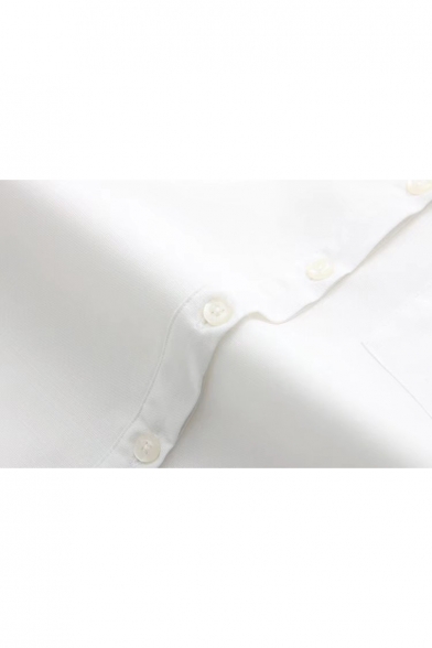 Embroidery Fox Letter Pattern Long Sleeve Lapel Shirt