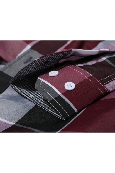 Fashionable Plaid Print Lapel Button Down Long Sleeve Shirt