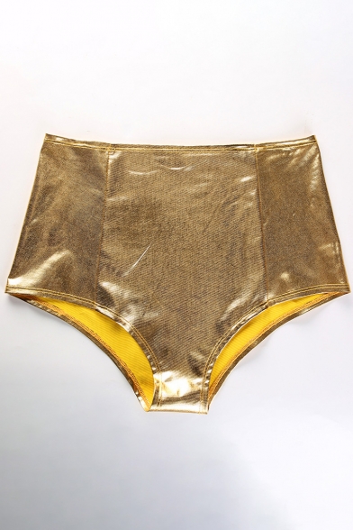 Sexy High Waist Gold Fabric Slim-Fit Women's Trendy PU Hot Pants ...
