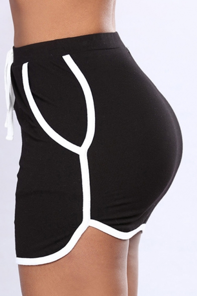 Sportive Drawstring Waist Contrast Trimmed Notched Side Slim-Fit Bodycon Skirt