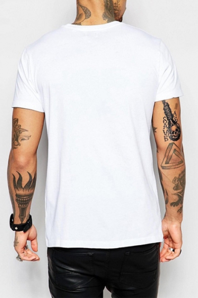 New Stylish Man's Heart Letter A Printed Crew Neck Short Sleeve Tee