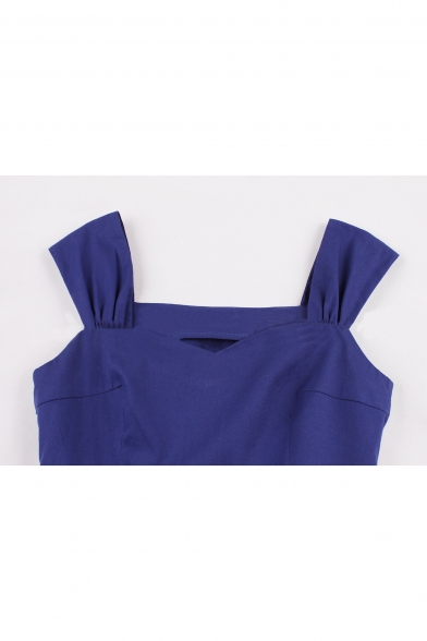 New Fashion Color Block Print Sleeveless Fit & Flare Dress