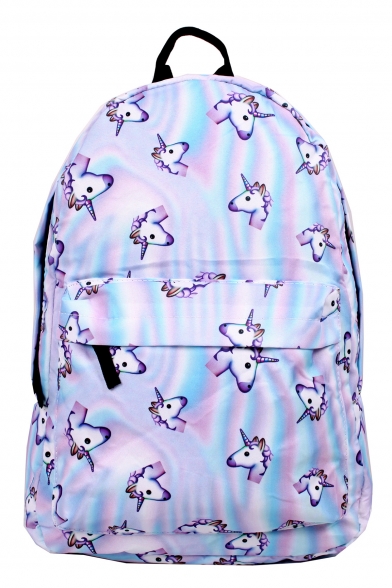 Repetitive Cartoon Unicorn Print Backpack/School Bag