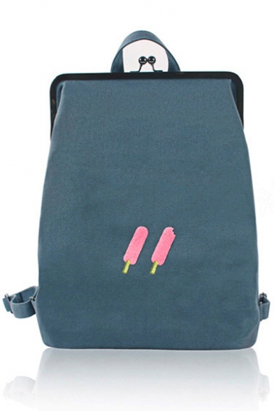 Stylish Embroidery Clasp Frame Backpack School Bag