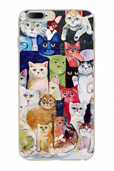 Fancy Cat Cartoon Pattern Soft iPhone Mobile Phone Case