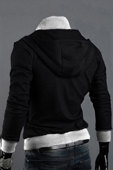 New Fashion Long Sleeve Zip Up Hooded Leisure Coat