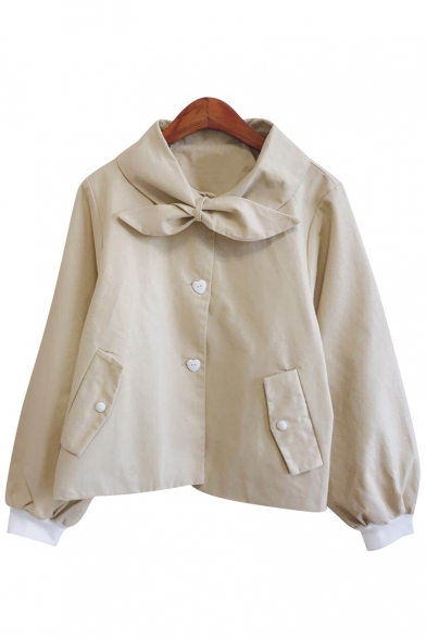 Retro Simple Plain Long Sleeve Single Breasted Coat