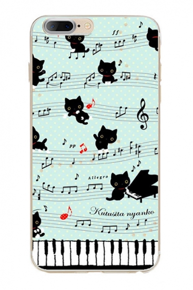 Cute Cat Piano Music Note Letter Pattern iPhone Mobile Phone Case
