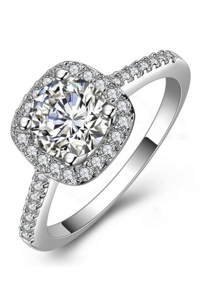 Fancy Jewel Stone Studded Slim Shank Shinny Silver Ring