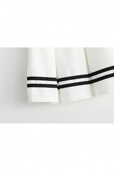 Preppy Style Striped Print Mini Pleated A-Line Skirt