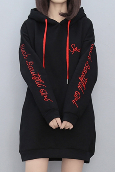 Simple Letter Embroidered Long Sleeves 