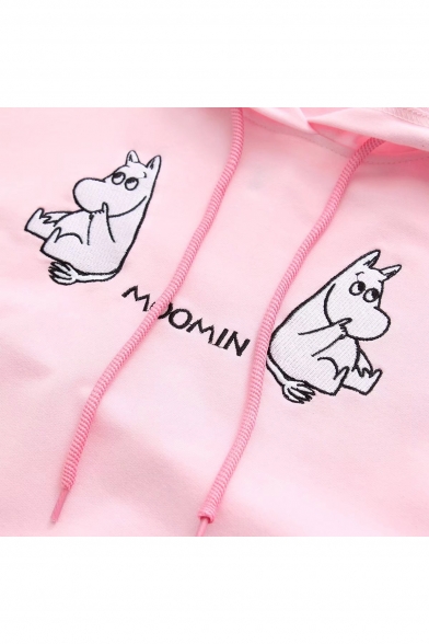 New Stylish Hippo Letter Embroidered Dropped Shoulder Pocket Leisure Hoodie