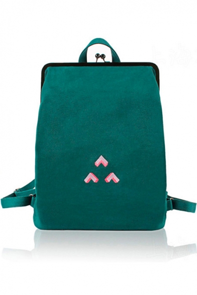 Stylish Embroidery Clasp Frame Backpack School Bag
