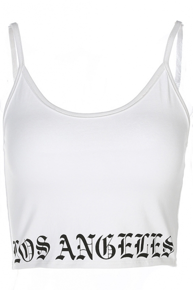 Sexy Spaghetti Straps Letter Pattern Summer Cropped Cami Top