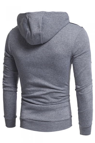 Stylish Cross Color Block Long Sleeves Pullover Men's Hoodie with Zipped-Pockets