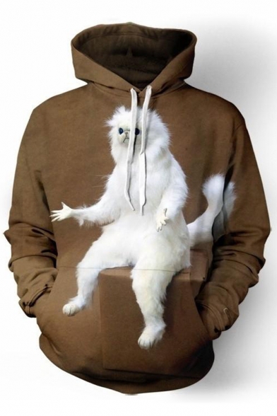Fashionable Animal Print Long Sleeve Hoodie with Pocket