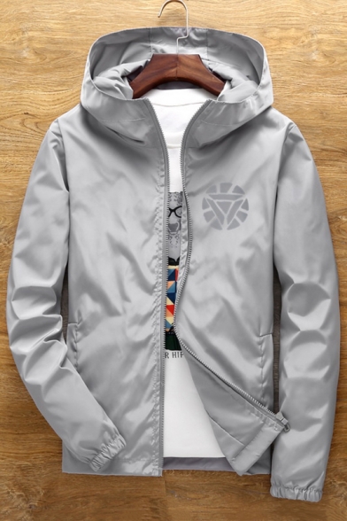 New Stylish Print Long Sleeve Zipper Hooded Coat