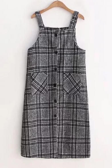 overall button down dress