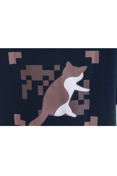 Fancy Pixel Cat Striped Letter pattern Long Sleeves Button Down Baseball Jacket