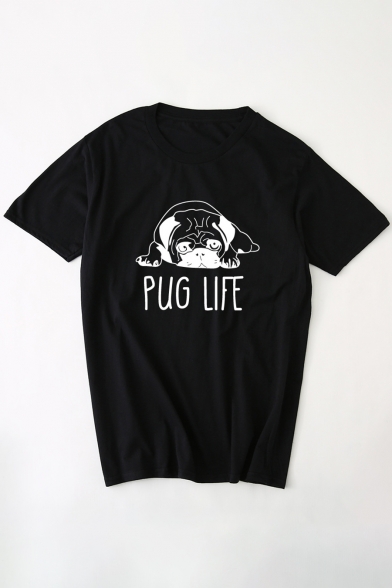 Cute Puppy Dog Letter Printed Round Neck Short Sleeves Casual Tee