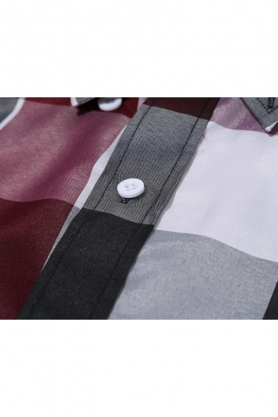 Fashionable Plaid Print Lapel Button Down Long Sleeve Shirt