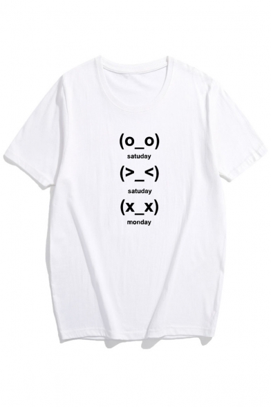 Leisure Expression Letter Print Short Sleeve Round Neck Tee