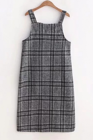 tartan overall dress