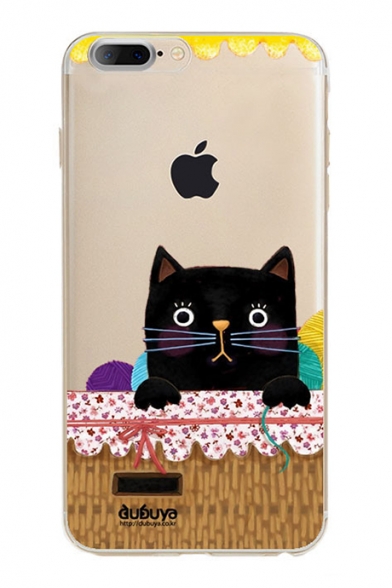 Stylish Cat Basket Cartoon Pattern Soft iPhone Mobile Phone Case