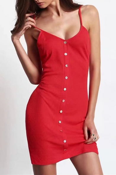 red cami mini dress