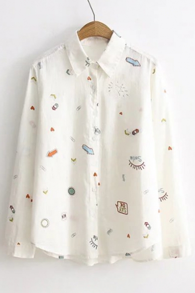 Fashionable Pattern Lapel Long Sleeve Button Down Shirt