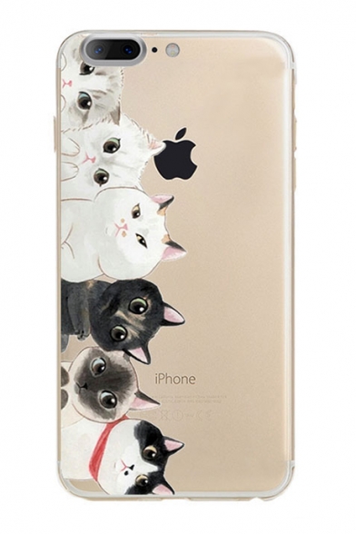 Lovely Cat Cartoon Pattern Soft iPhone Mobile Phone Case