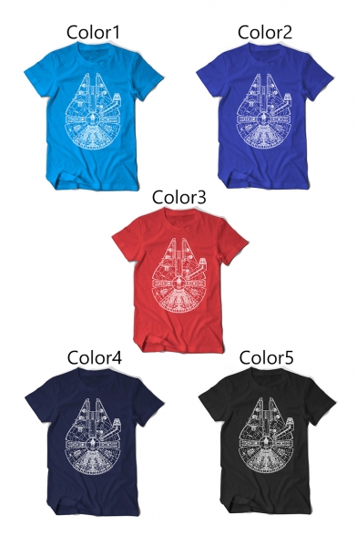 

Simple Fashion Pattern Round Neck Short Sleeve Unisex Tee, Color 1;color 2;color 3;color 4;color 5, LC463937