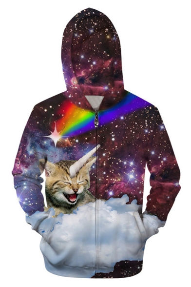 cat printed hoodie