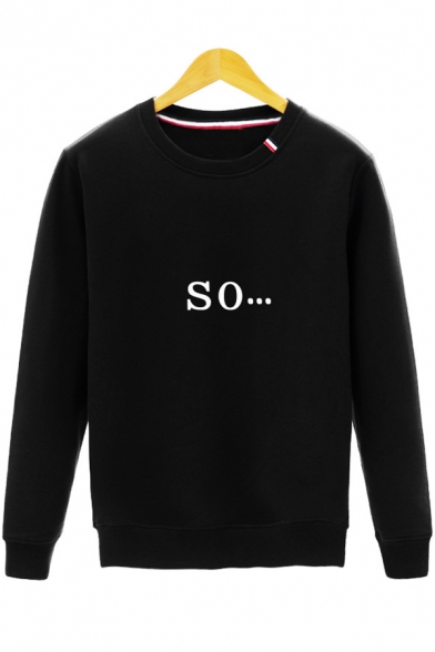 Basic Leisure Simple Letter Printed Round Neck Long Sleeve Pullover Sweatshirt
