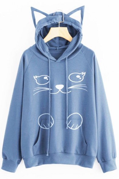 Lovely Pets Pattern Long Sleeve Loose Leisure Hoodie with Pocket
