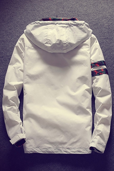 Color Block Camouflage Printed Long Sleeve Zip Up Hooded Coat