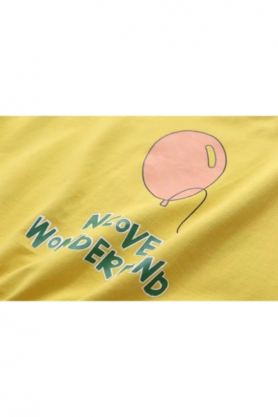 Daily Fashion Balloon Letter Print Round Neck Long Sleeves Pullover Sweatshirt