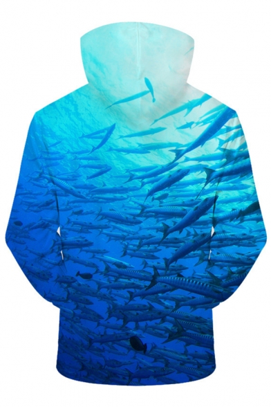 Sea World Fish Printed Long Sleeve Leisure Unisex Hoodie