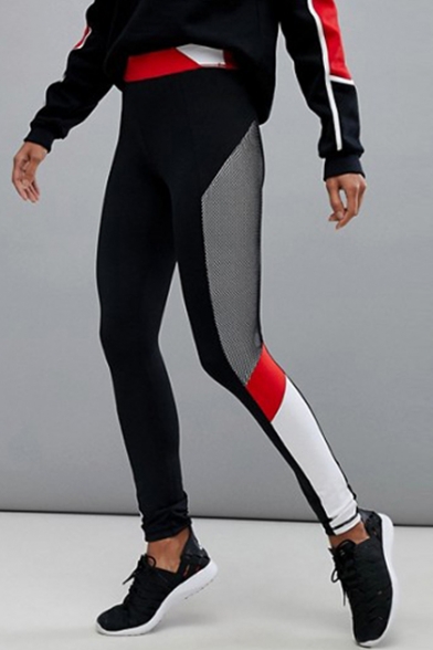 Slim Color Block Elastic Waist Comfort Sports Skinny Leggings