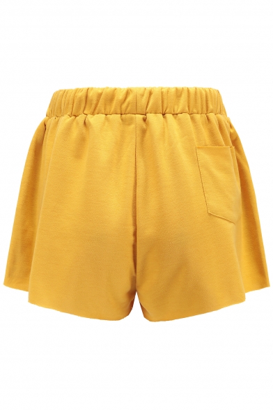 Drawstring Waist Loose Plain Leisure Sports Shorts with Pockets