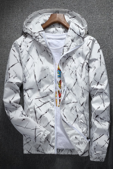 Spring's New Arrival Fashion Printed Long Sleeve Zip Up Sports Hooded Coat