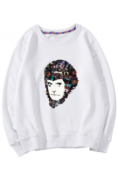 Movie Character Pattern Round Neck Long Sleeves Pullover Sweatshirt