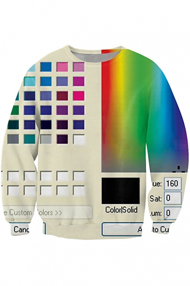 Digital Colorful Printed Round Neck Long Sleeve Pullover Unisex Sweatshirt