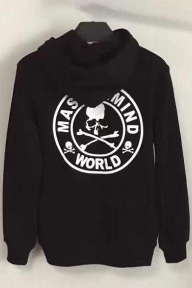 Cool Stylish Skull Letter Print Long Sleeves Pullover Hoodie with Pocket