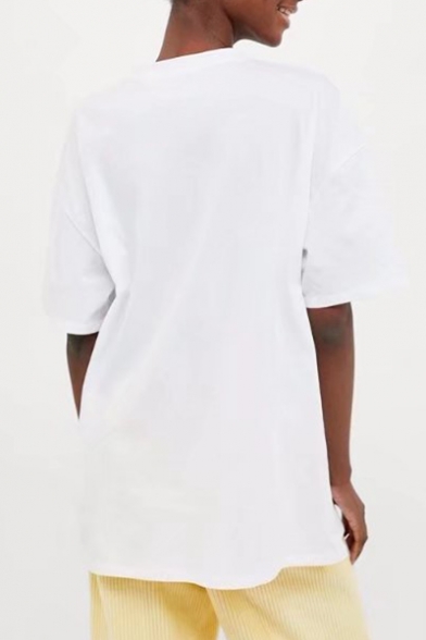 Retro Style Angel Baby Pattern Round Neck Short Sleeves Summer T-shirt