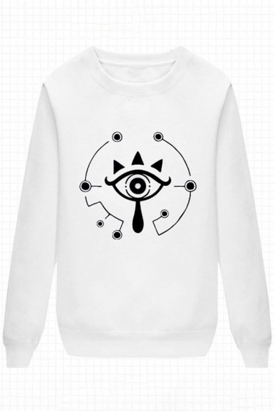 Stylish Eye Tribal Print Round Neck Long Sleeves Pullover Sweatshirt