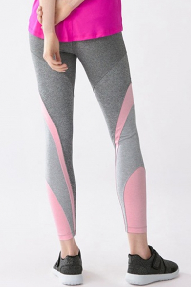Fashion Color Block Elastic Waist Skinny Sports Leggings