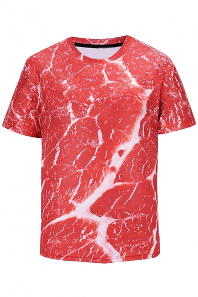 Meat Printed Round Neck Short Sleeve Oversize Tee