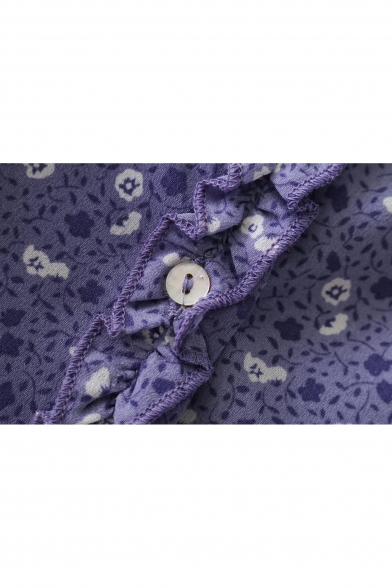 Summer Fashion Floral Pattern Ruffle Detail Button Front Midi Cami Dress