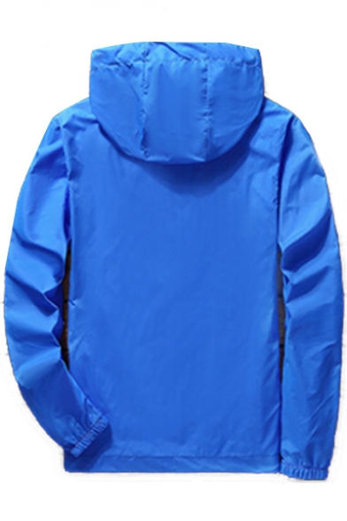 Basic Simple Plain Long Sleeve Zip Up Sun-Proof Hooded Coat